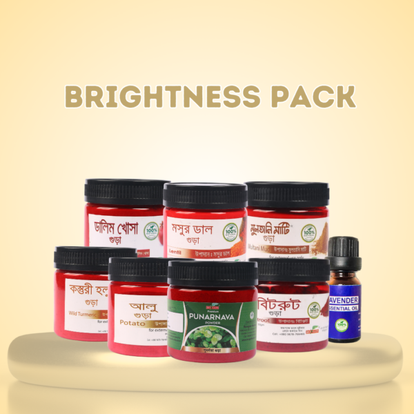 Rongon Brightness Pack ( Punarnava, Potato, Pomegranate, Lentil, Wild Turmeric, Beetroot, Mud Powder, Lavender)