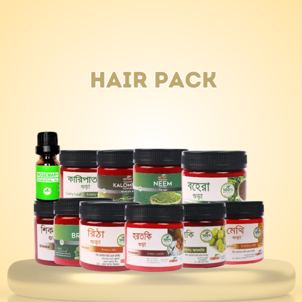 Rongon Hair Pack(Curry Leaf, Kalomegh, Bhringraj, Neem, Brahmi, Horitoki, Ritha, Amla, Bohera, Shikakai, Methi, Rosemary)